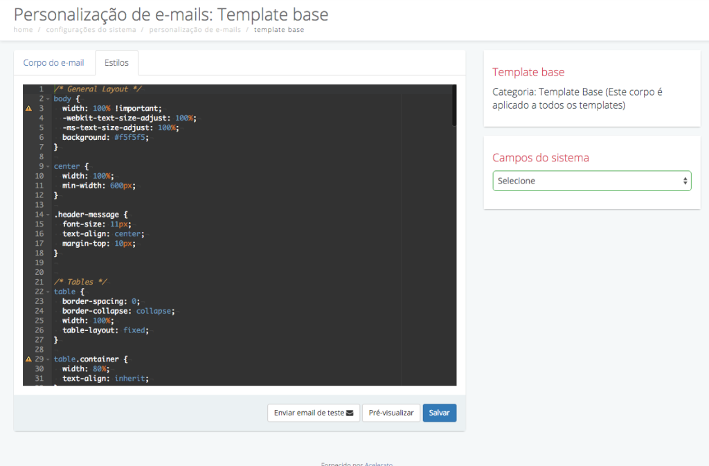 Template base dos e-mails personalizados do Acelerato